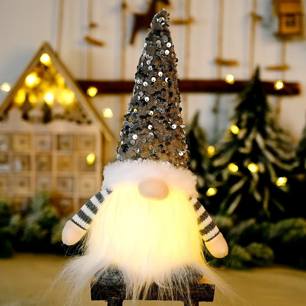 30Cm Glowing Gnome Christmas Decorations 2024 Faceless Plush Dolls Elf Home Ornaments Navidad New Year 2024 Gift