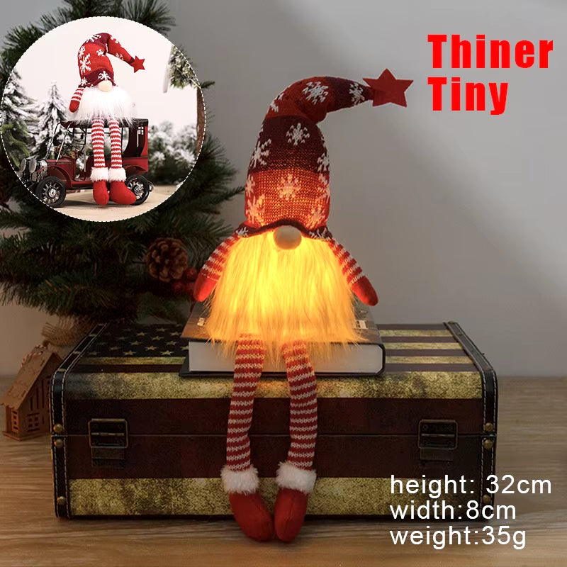 30Cm Glowing Gnome Christmas Decorations 2024 Faceless Plush Dolls Elf Home Ornaments Navidad New Year 2024 Gift