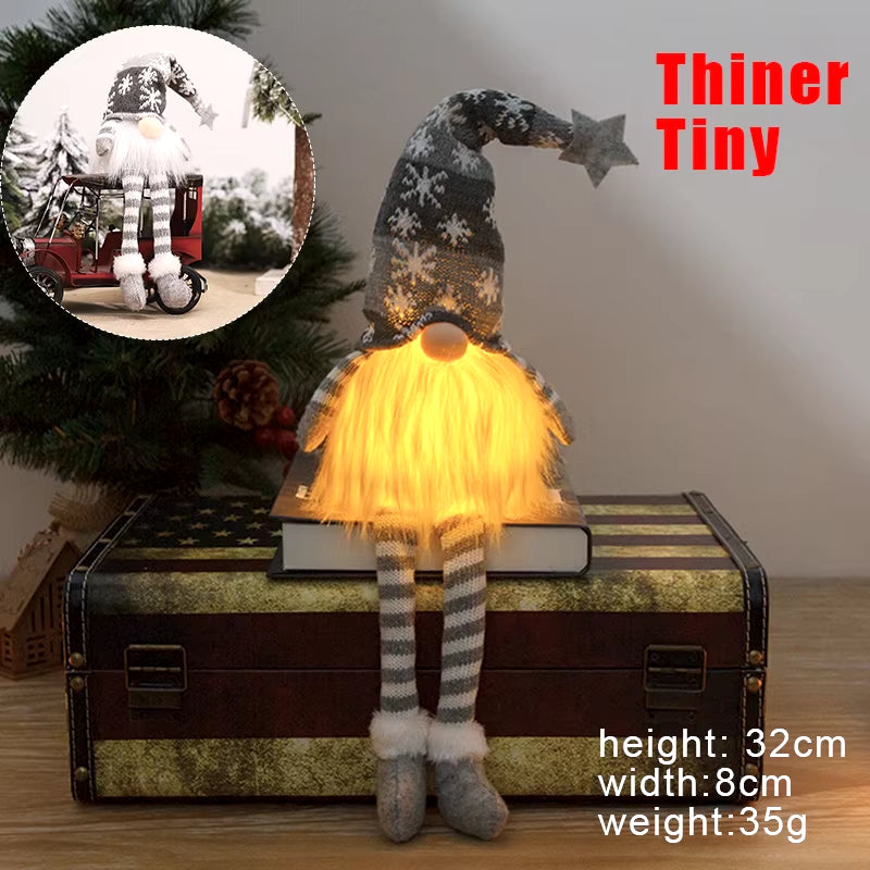 30Cm Glowing Gnome Christmas Decorations 2024 Faceless Plush Dolls Elf Home Ornaments Navidad New Year 2024 Gift
