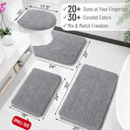 OLANLY Bathroom Rugs 30x20, Extra Soft Absorbent Chenille Bath Rugs, Rubber Backing Quick Dry, Machine Washable Bath Mats for Bathroom Floor, Tub and Shower, Home Decor Accessories, Grey