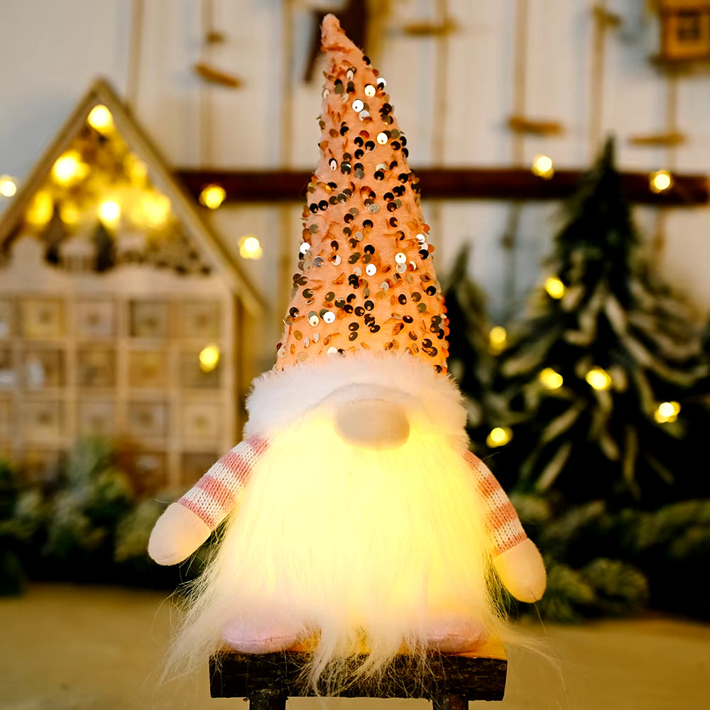 30Cm Glowing Gnome Christmas Decorations 2024 Faceless Plush Dolls Elf Home Ornaments Navidad New Year 2024 Gift
